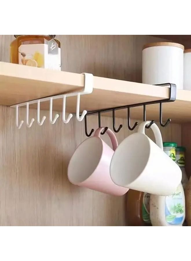 3 Pack Black No Drill Under Shelf Hooks Heavy Duty Space Saving Storage Brackets - Image 1